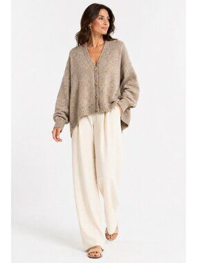 ESKANDAR wool cashmere cardigan handloomed scotland oversized minimalist oatmeal